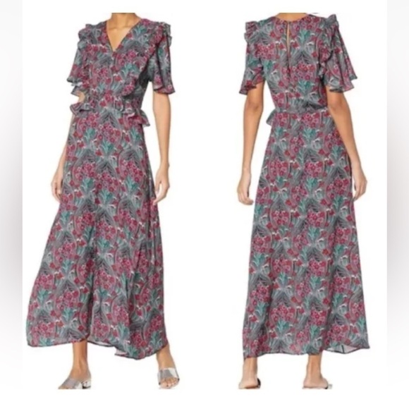 Ella Moon Quinn Floral Flutter Sleeve Maxi Dress Womens Size Small (818) - Picture 1 of 5